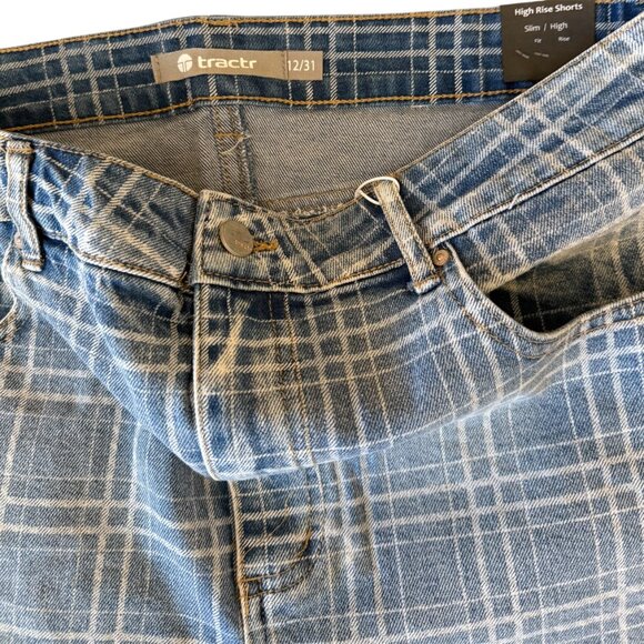 Tractr Blue Striped High-Rise Women's Denim Shorts - Size 12/31 - NWT - Picture 3 of 3
